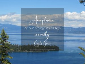 Acceptance of our struggles bring serenity. Gayla Grace